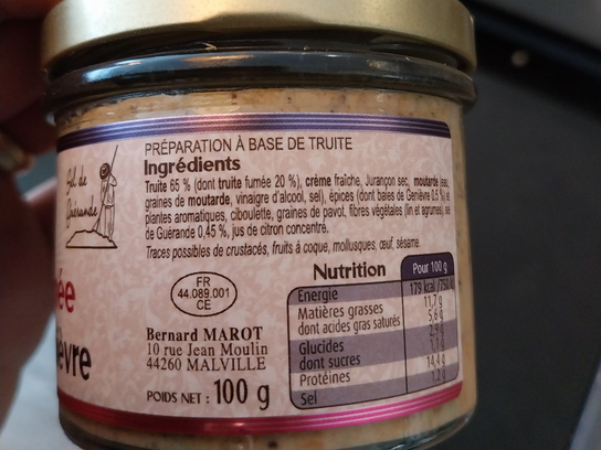 Tartinable truite fumée baies de Genièvre