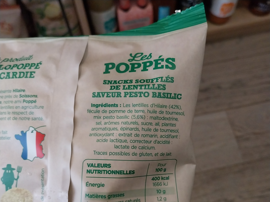 Chips de lentilles saveur pesto