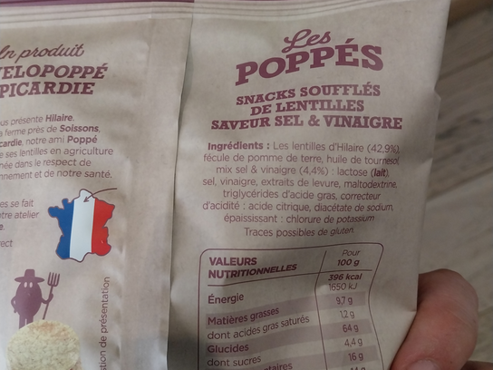 Chips de lentilles sel vinaigre