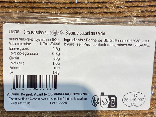 Croustissian au seigle