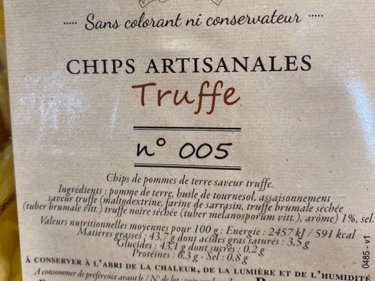 Chips artisanales saveur truffe