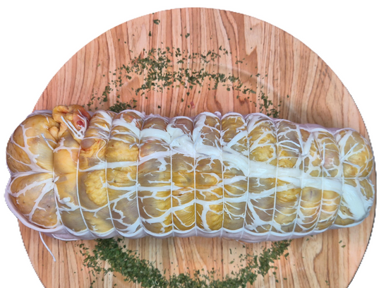 Rôti de pintade farce foie et morilles