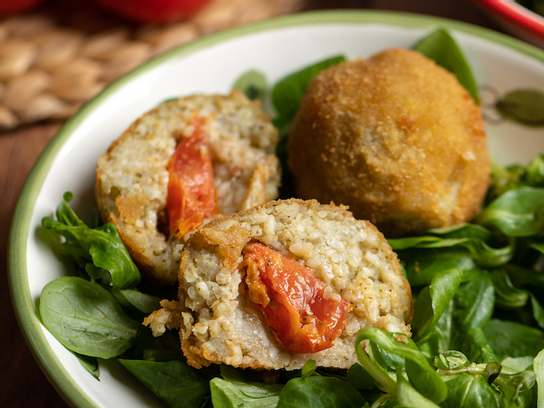 Polpette de riz pesto et tomate confite