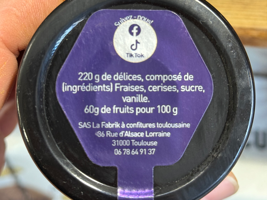 Confiture La vi an Rouj (fraise, cerise)