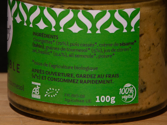 Tartinable Courgettes Basilic Tournesol 100g