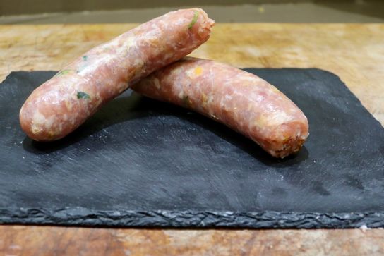 Saucisse de veau à l'estragon et citron confit
