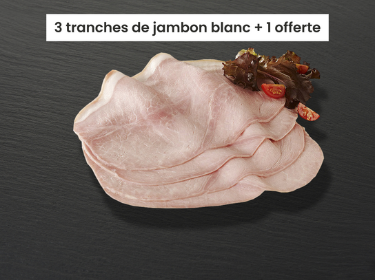 3 tranches de Jambon blanc de 100g + 1 offerte de 100g