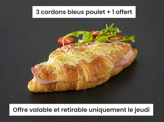 3 Croissants au jambon + 1 offert "UNIQUEMENT LE JEUDI"