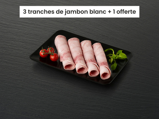 3 tranches de Jambon blanc de 80g  + 1 offerte de 80g