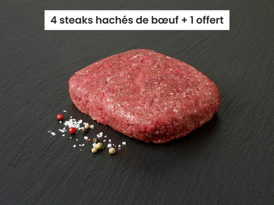 4 Biftecks hachés de bœuf de 120g + 1 offert