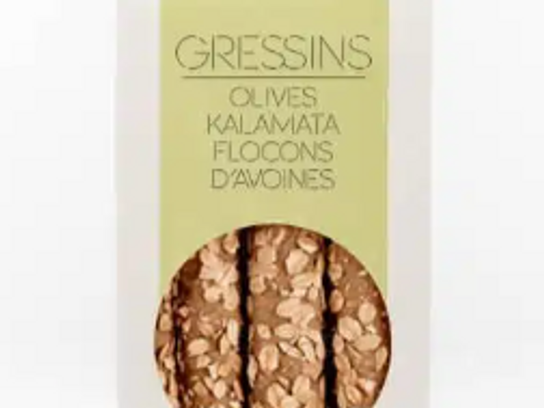 Gressins olives Kalamata, flocons d'avoine