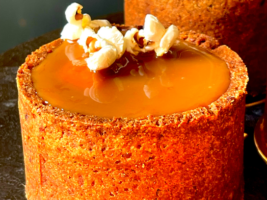 Flan pop corn / caramel