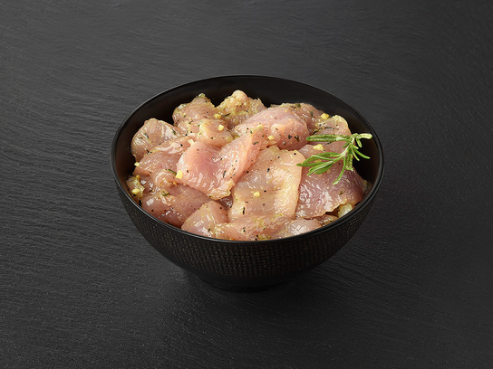 Emince de poulet fermier, marinade maison curry
