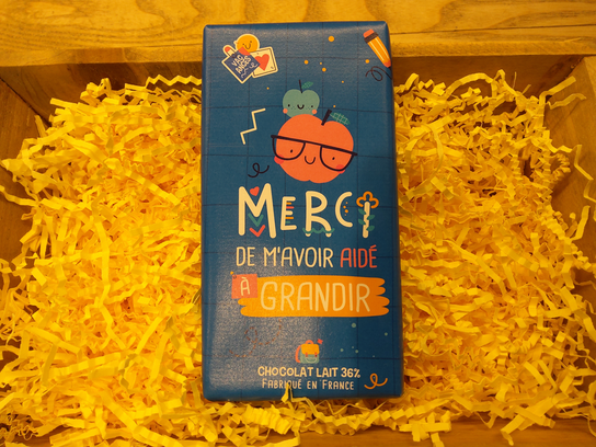 Tablette chocolat au lait "Merci de m’avoir aidé à grandir "