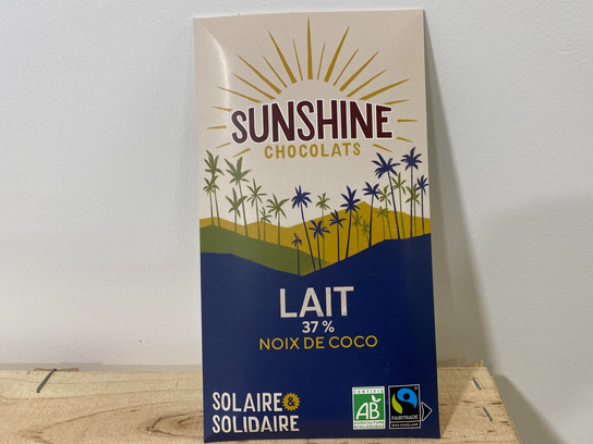 Chocolat lait noix 37% noix de coco bio