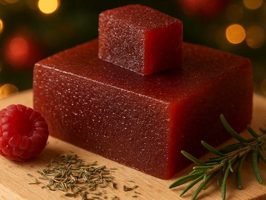 Pâte de fruits pour fromage, framboise herbes de Provence