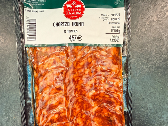 Chorizo tranché sous vide