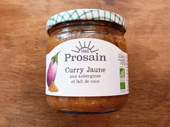 Curry jaune aubergines et lait de coco - Prosain