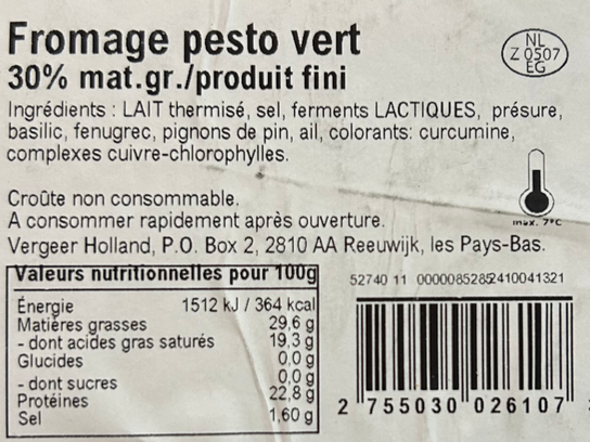 Gouda Fromage pesto vert