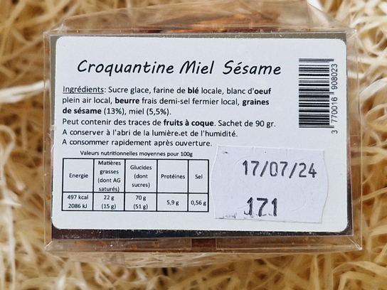 Biscuits Croquantine miel sésame
