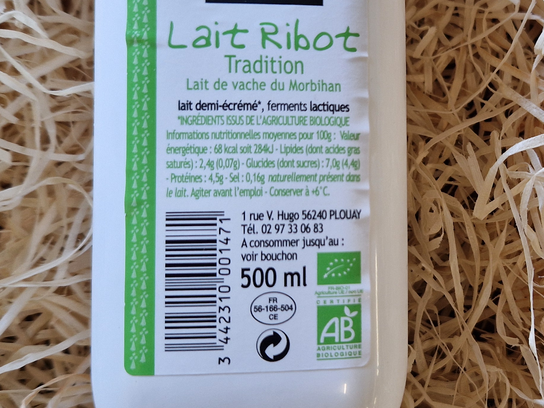 Lait Ribot bio demi-écrémé - 50cl