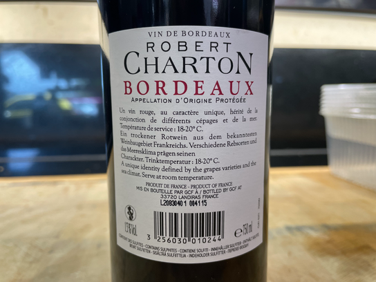 Vin rouge - Robert Charton - Bordeaux