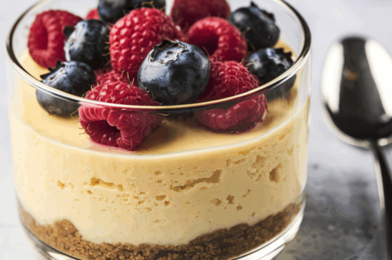 Verrines fruits rouges, mascarpone et crumble