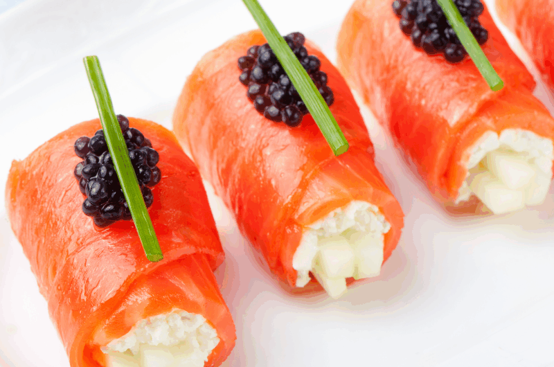 Roulés de truite fumée et ricotta